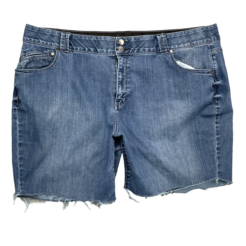Lane Bryant Jean Short Women 26 Raw Hem Rodeo Comfort Chic Daisy Duke Preppy 90s